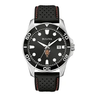 Men's Bulova Black Marshall Thundering Herd Corporate Collection Leather Strap Watch