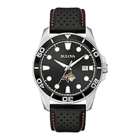 Men's Bulova Black Montana State Bobcats Corporate Collection Leather Strap Watch