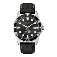 Men's Bulova Black Montana State Bobcats Corporate Collection Leather Strap Watch