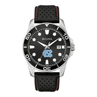 Men's Bulova Black North Carolina Tar Heels Corporate Collection Leather Strap Watch