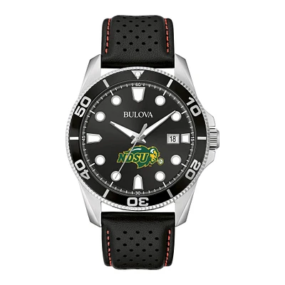 Men's Bulova Black NDSU Bison Corporate Collection Leather Strap Watch