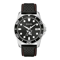 Men's Bulova Black Northeastern Huskies Corporate Collection Leather Strap Watch