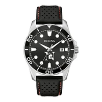 Men's Bulova Black Northeastern Huskies Corporate Collection Leather Strap Watch