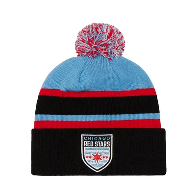 Black Chicago Red Stars Cuffed Knit Hat with Pom