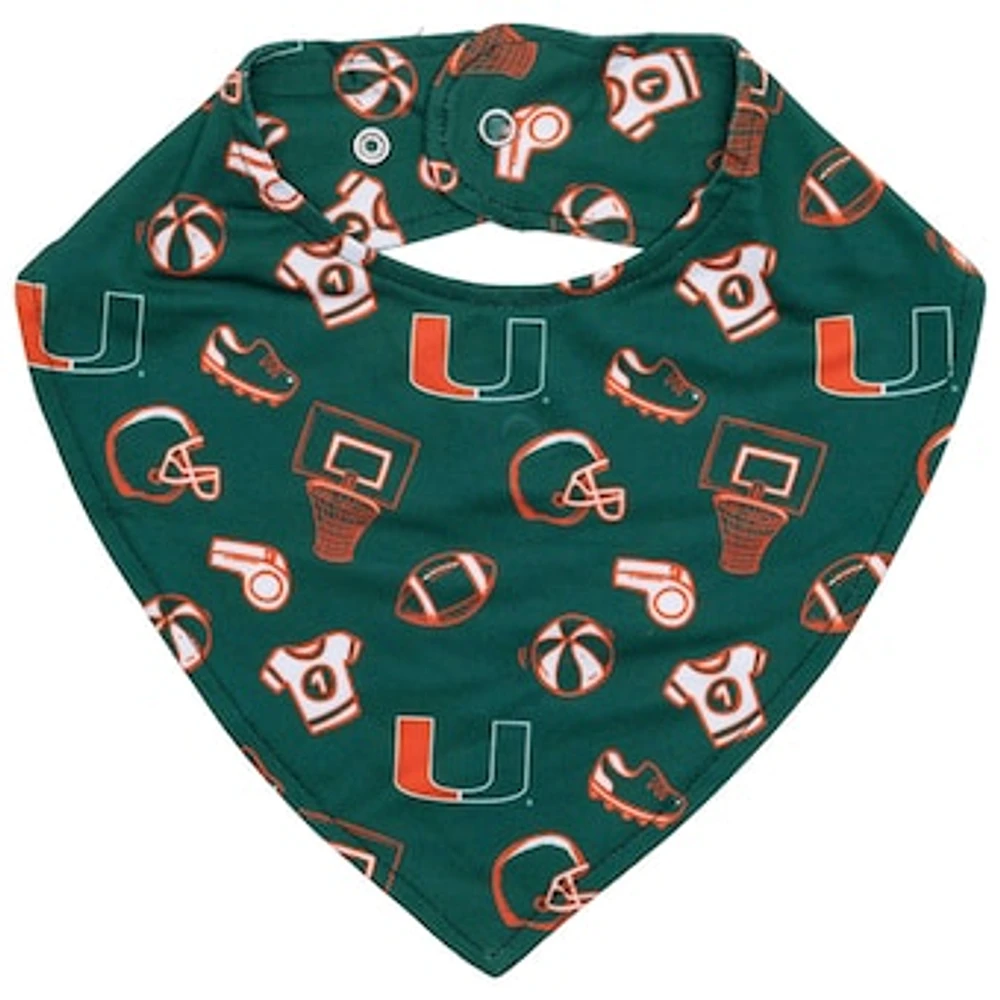 ZooZatz Green Miami Hurricanes All Over Print Baby Bib