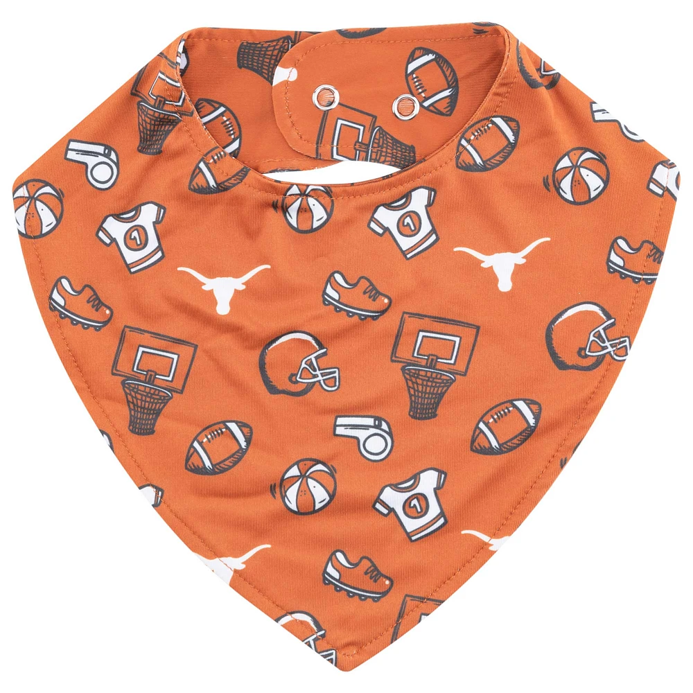 ZooZatz Burnt Orange Texas Longhorns All Over Print Baby Bib