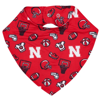 ZooZatz Scarlet Nebraska Huskers All Over Print Baby Bib