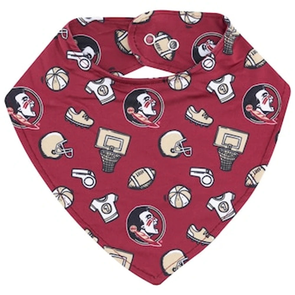 ZooZatz Garnet Florida State Seminoles All Over Print Baby Bib