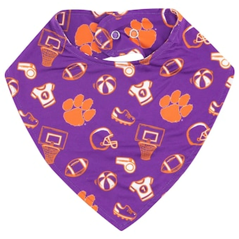 ZooZatz Purple Clemson Tigers All Over Print Baby Bib