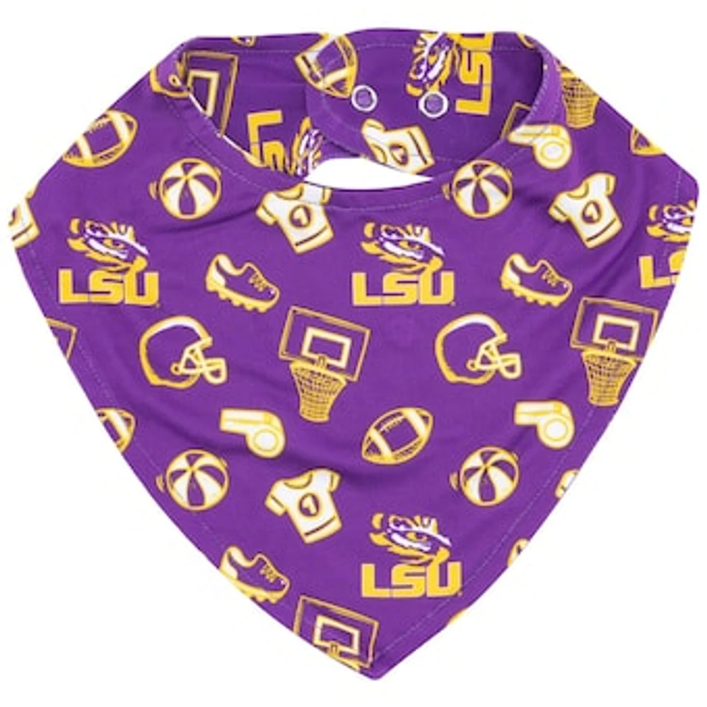 ZooZatz Purple LSU Tigers All Over Print Baby Bib