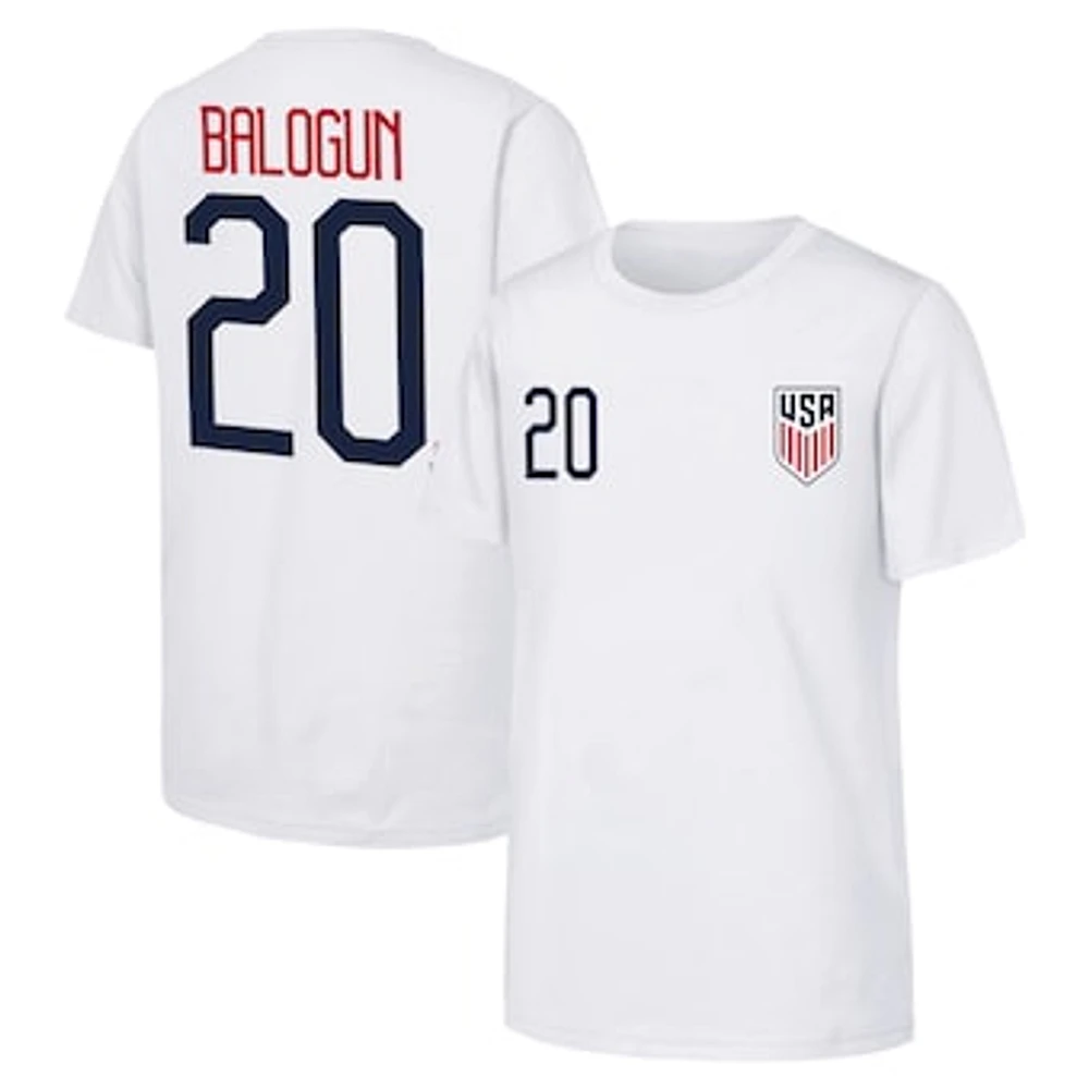 Men's Folarin Balogun White USMNT Name & Number T-Shirt