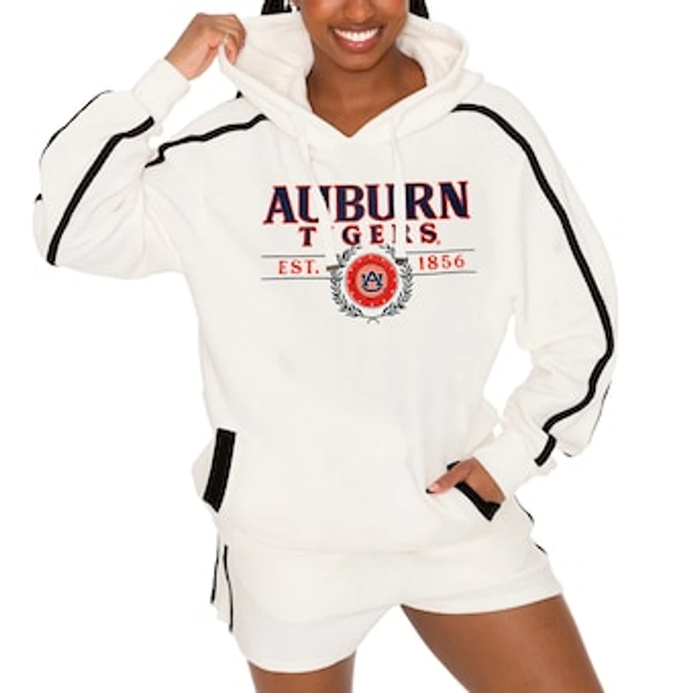 Women's Gameday Couture Cream Auburn Tigers Down, Set, Go Pullover Hoodie and Shorts Set