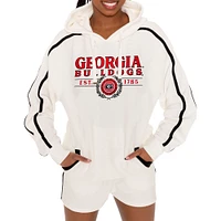 Women's Gameday Couture Cream Georgia Bulldogs Down, Set, Go Pullover Hoodie and Shorts Set