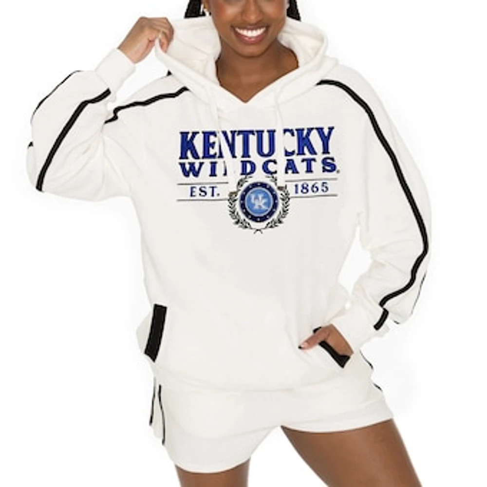 Women's Gameday Couture Cream Kentucky Wildcats Down, Set, Go Pullover Hoodie and Shorts Set