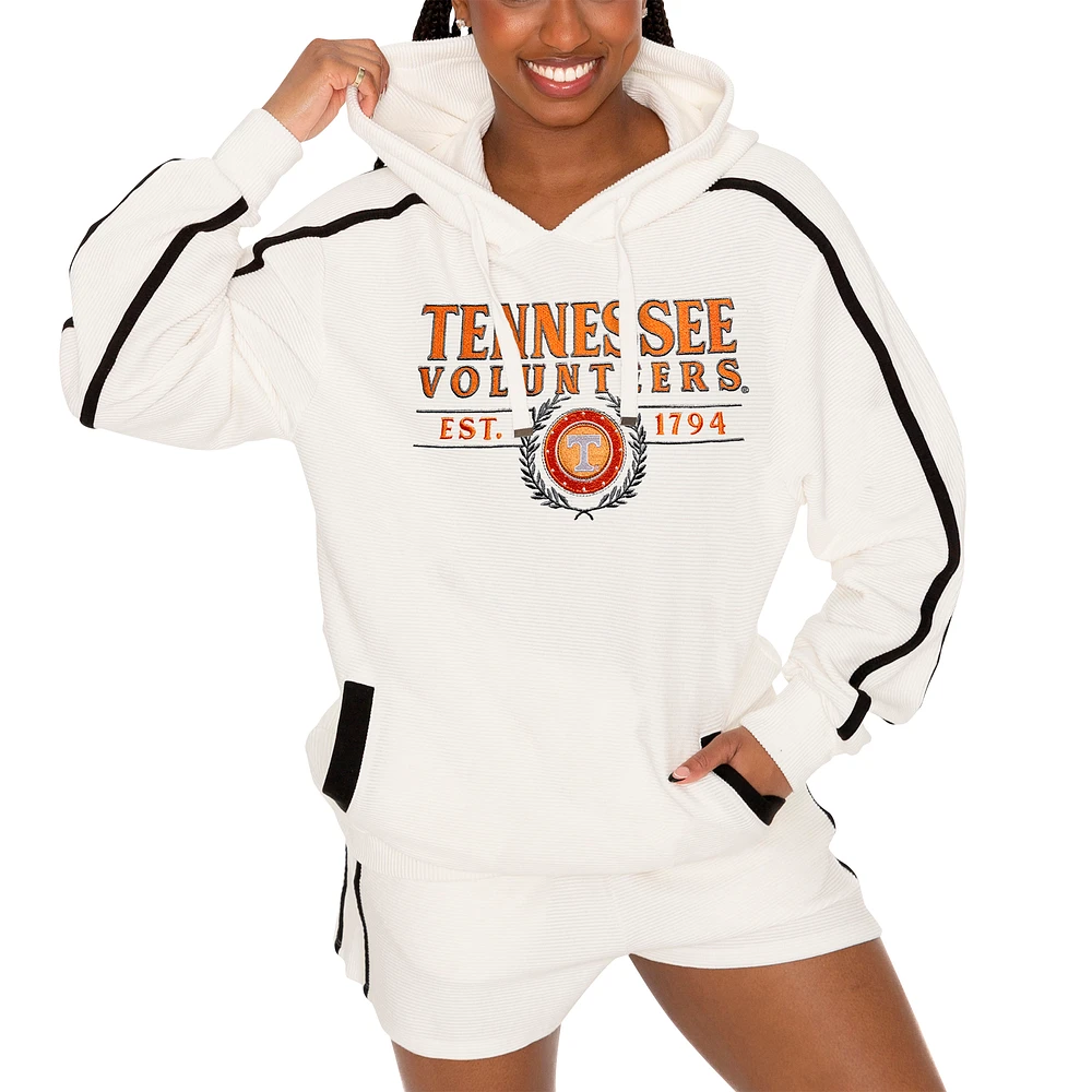 Women's Gameday Couture Cream Tennessee Volunteers Down, Set, Go Pullover Hoodie and Shorts Set