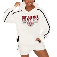 Women's Gameday Couture Cream Oklahoma Sooners Down, Set, Go Pullover Hoodie and Shorts Set