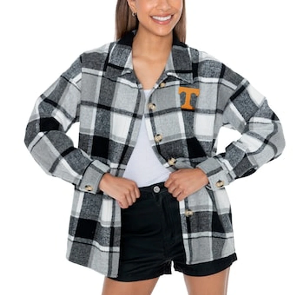 Women's Gameday Couture Gray Tennessee Volunteers End Zone Game Flannel Button-Up Shirt