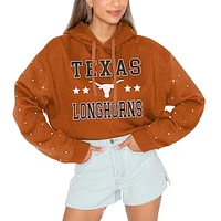 Women's Gameday Couture Texas Orange Longhorns Can't Lose Rhinestone Cropped Pullover Hoodie