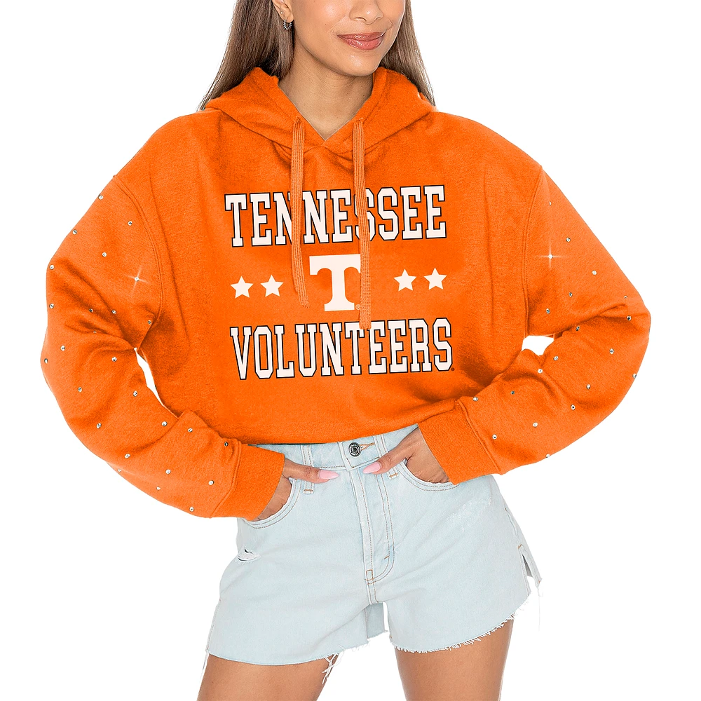 Women's Gameday Couture Tennessee Orange Tennessee Volunteers Can't Lose Rhinestone Cropped Pullover Hoodie