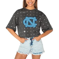 Women's Gameday Couture Gray North Carolina Tar Heels Go Time Rhinestone Crop T-Shirt