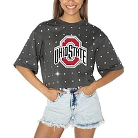 Women's Gameday Couture Gray Ohio State Buckeyes Go Time Rhinestone Crop T-Shirt