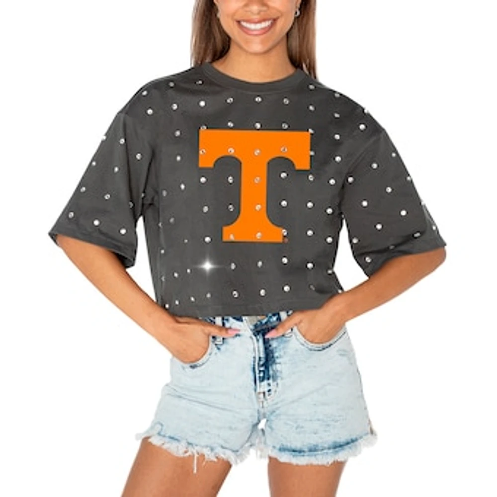 Women's Gameday Couture Gray Tennessee Volunteers Go Time Rhinestone Crop T-Shirt