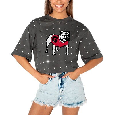 Women's Gameday Couture Gray Georgia Bulldogs Go Time Rhinestone Crop T-Shirt