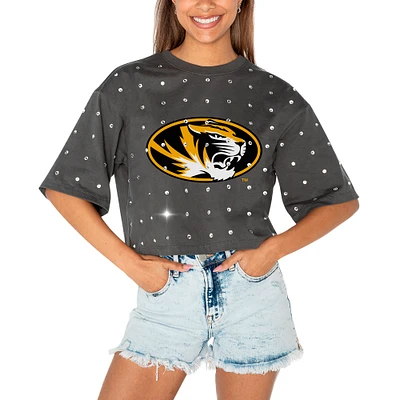 Women's Gameday Couture Gray Missouri Tigers Go Time Rhinestone Crop T-Shirt