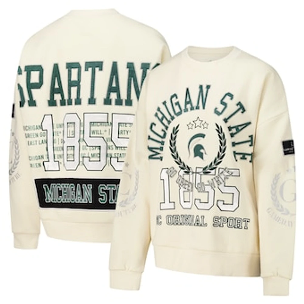 Women's Gameday Couture Cream Michigan State Spartans Slay Pullover Sweatshirt