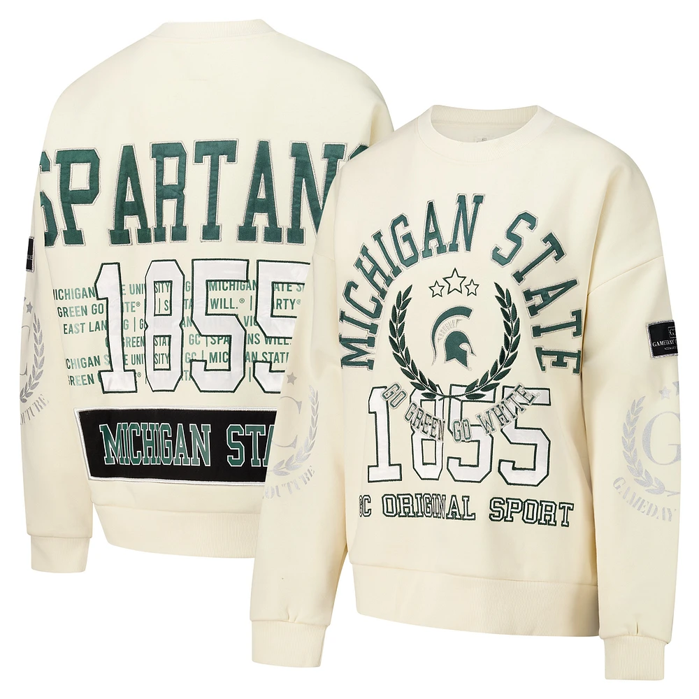 Women's Gameday Couture Cream Michigan State Spartans Slay Pullover Sweatshirt