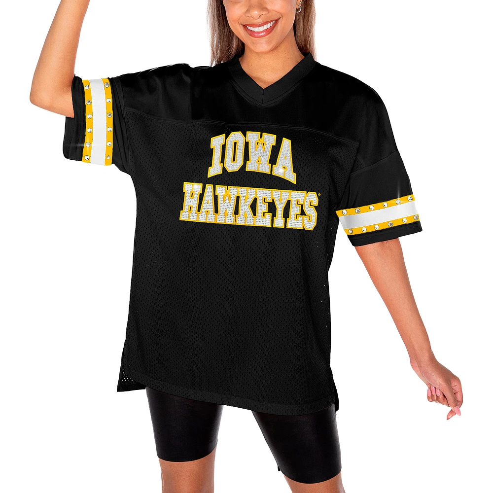 Women's Gameday Couture Black Iowa Hawkeyes Until Kickoff Rhinestone Fashion T-Shirt