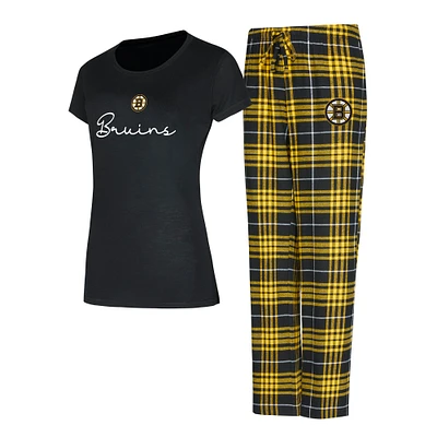 Women's Concepts Sport Boston Bruins Vector T-Shirt & Pants Sleep Set