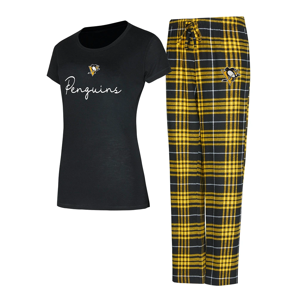 Women's Concepts Sport Pittsburgh Penguins Vector T-Shirt & Pants Sleep Set