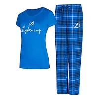 Women's Concepts Sport Blue/Black Tampa Bay Lightning Vector T-Shirt & Pants Sleep Set