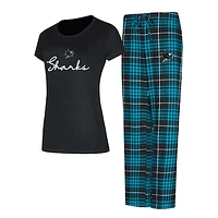 Women's Concepts Sport Black/Teal San Jose Sharks Vector T-Shirt & Pants Sleep Set