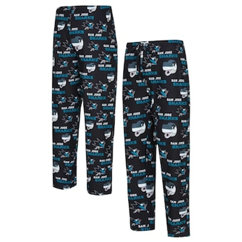 Men's Concepts Sport  Black San Jose Sharks All Over Print Knit Pants