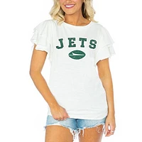 Women's Gameday Couture White New York Jets Valkyrie Ruffle Sleeve Lightweight Top