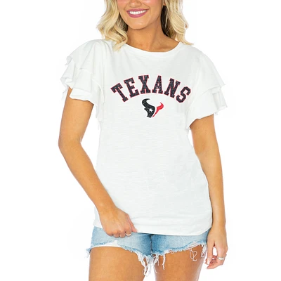 Women's Gameday Couture White Houston Texans Valkyrie Ruffle Sleeve Lightweight Top