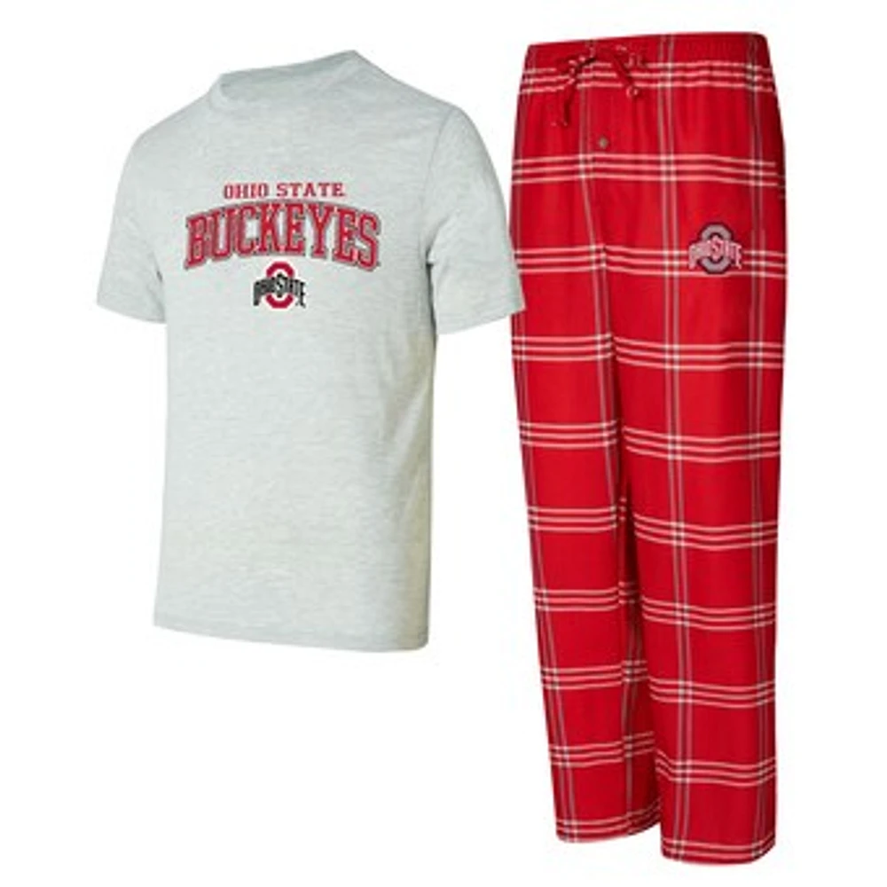 Men's Concepts Sport Scarlet/Gray Ohio State Buckeyes T-Shirt & Pants Sleep Set