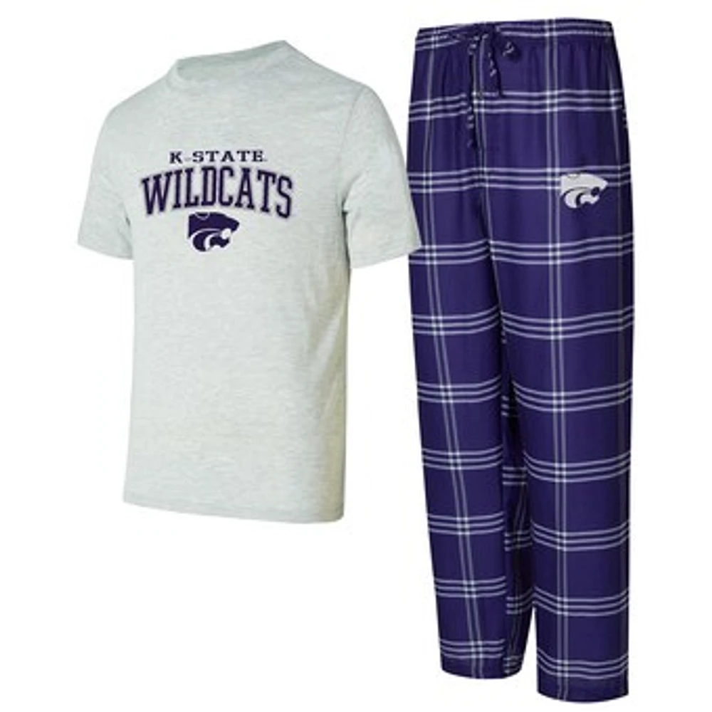 Men's Concepts Sport Purple/Gray Kansas State Wildcats T-Shirt & Pants Sleep Set