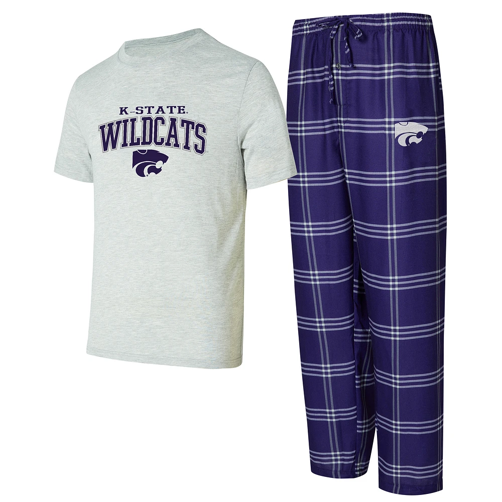 Men's Concepts Sport Purple/Gray Kansas State Wildcats T-Shirt & Pants Sleep Set