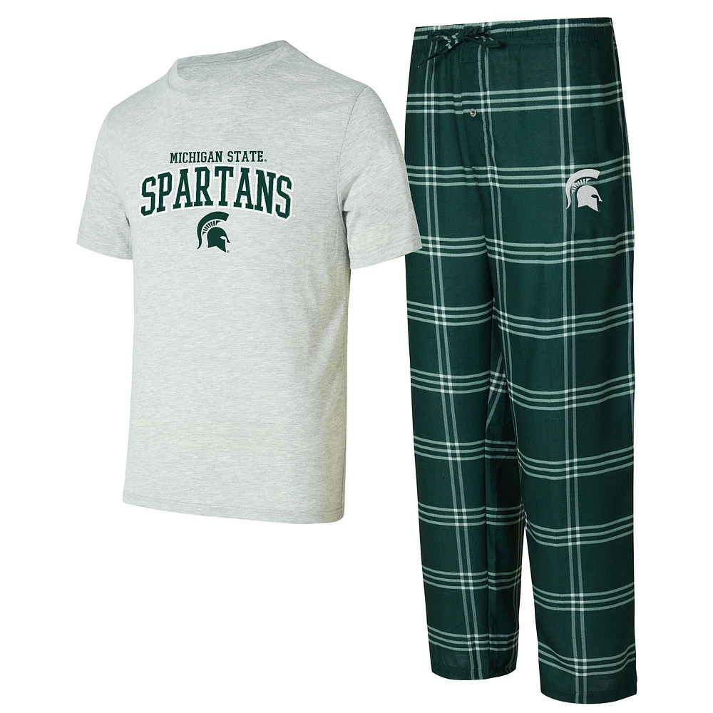 Men's Concepts Sport Green/Gray Michigan State Spartans T-Shirt & Pants Sleep Set