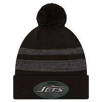 Men's New Era Black New York Jets Dispatch Cuffed Knit Hat with Pom