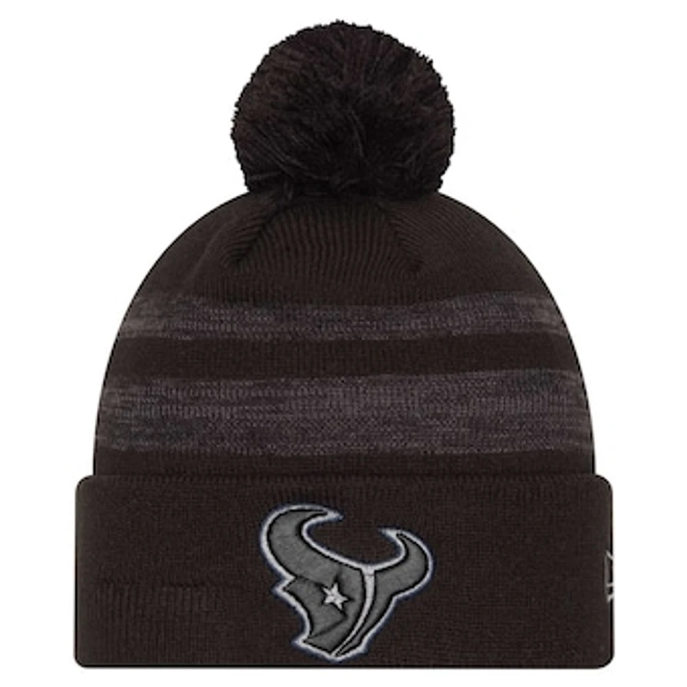 Men's New Era Black Houston Texans Dispatch Cuffed Knit Hat with Pom