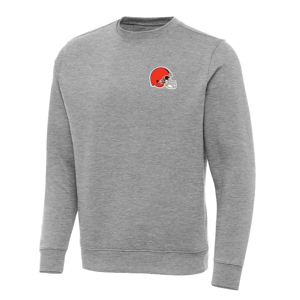 Men's Antigua Heather Gray Cleveland Browns Big & Tall Victory Pullover Sweatshirt