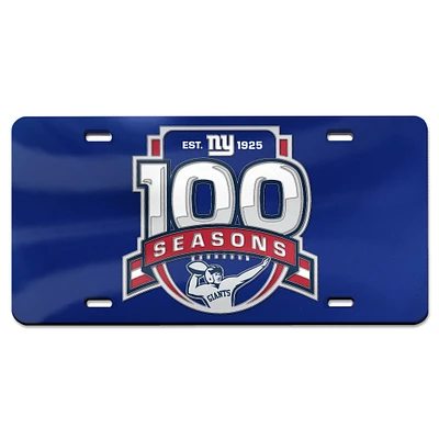 WinCraft New York Giants 100th Season Laser-Cut Acrylic License Plate