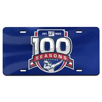 WinCraft New York Giants 100th Season Laser-Cut Acrylic License Plate