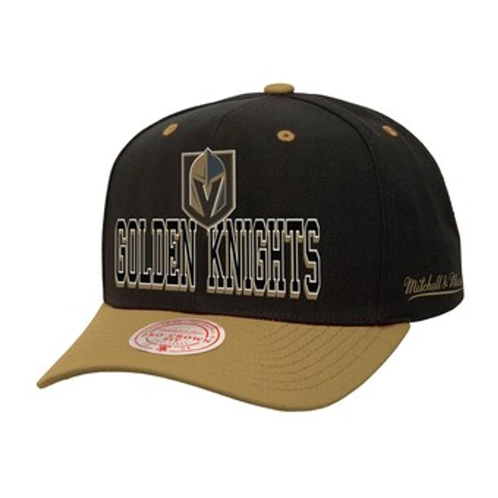 Men's Mitchell & Ness Black/Gold Vegas Golden Knights Backside Script Two-Tone Pro Crown Adjustable Hat