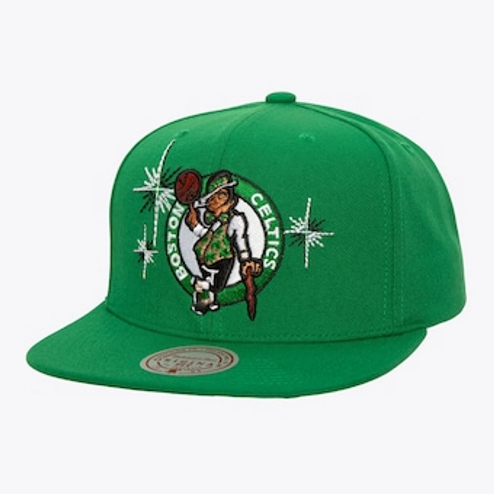 Men's Mitchell & Ness Kelly Green Boston Celtics Starlight Snapback Hat