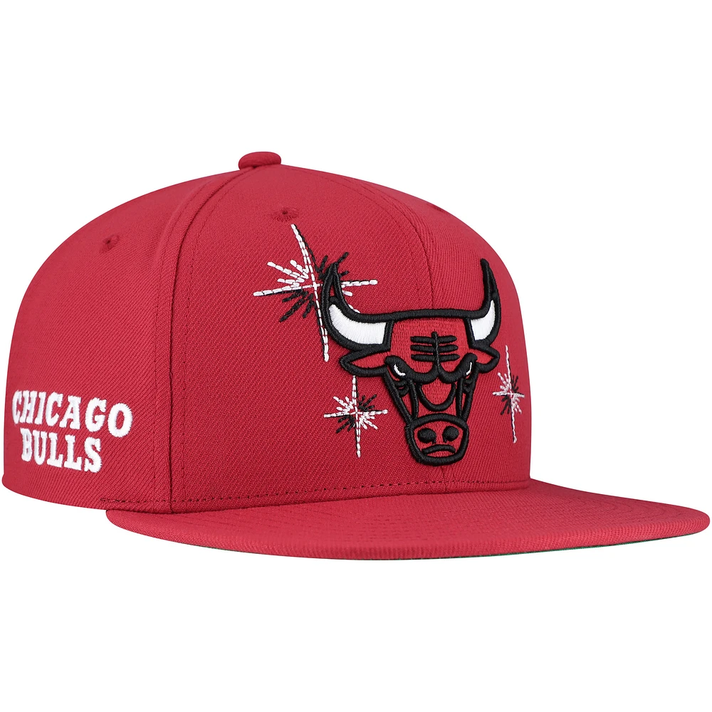 Men's Mitchell & Ness Red Chicago Bulls Starlight Snapback Hat